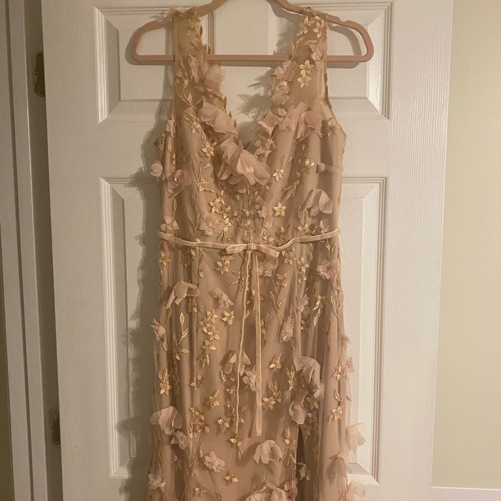 Marchesa Notte 3D floral pink petal gown